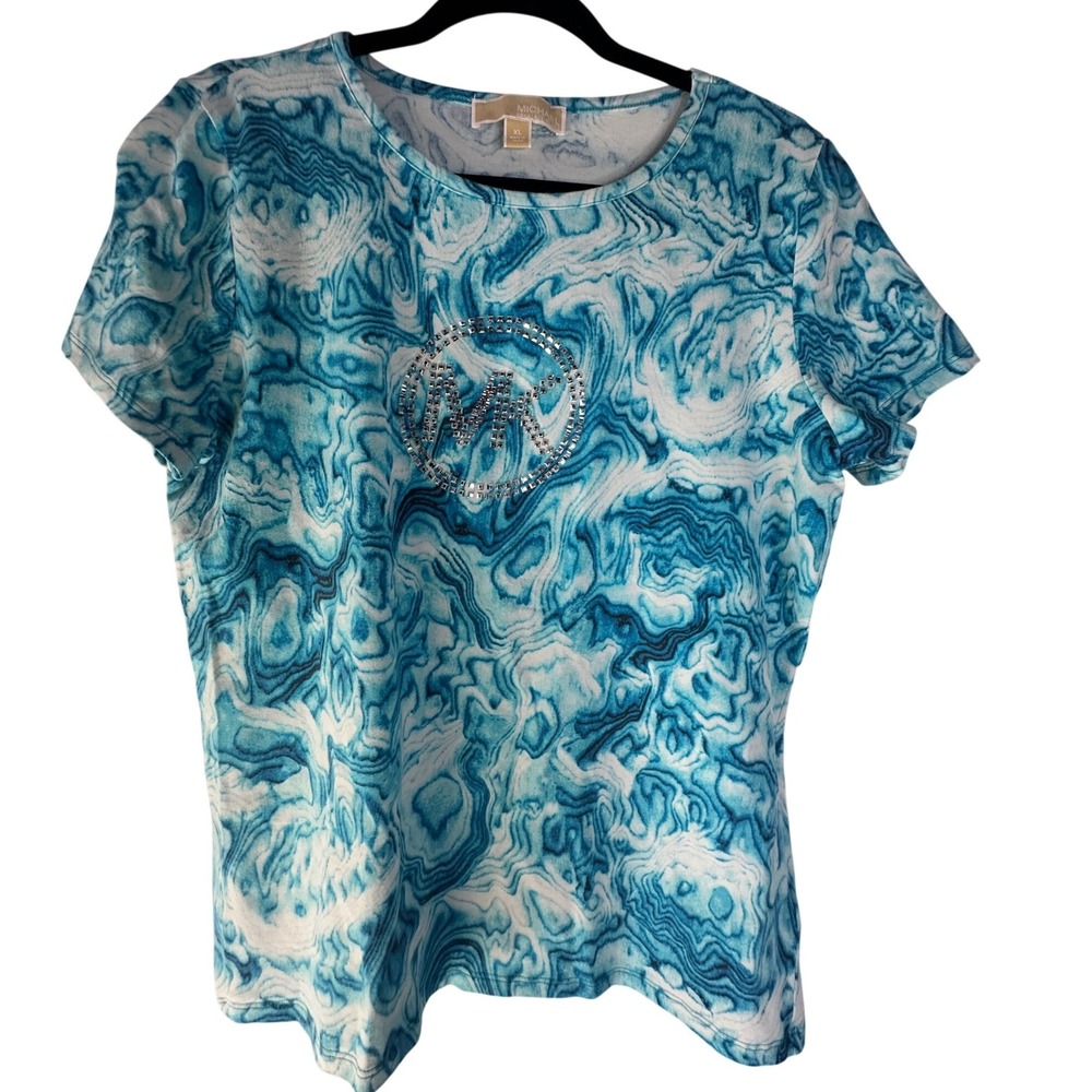 Michael Kors Blue & White Tie-Dye Te Shirt Size XL